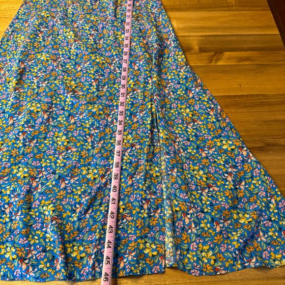 Zara Floral Midi Dress Feminine Flowy Spring Lightweight Small Blue Pink - Picture 12 of 13